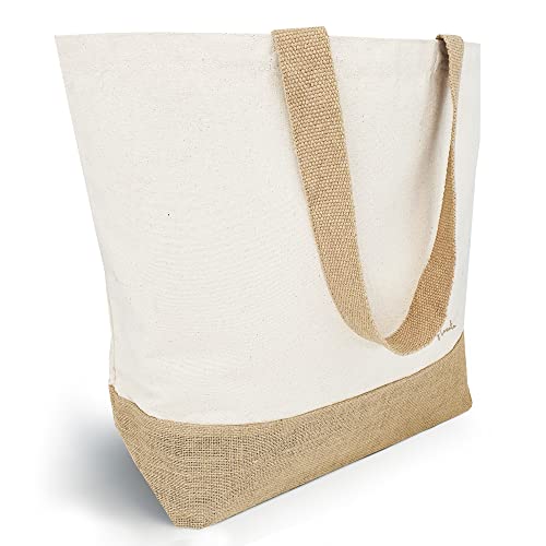 Loxato Bolso Shopper - Multiuso - Tote Bag Tela Lisa Grande - para Mujer - Bolsa de Playa, Compra 56 x 43 x 18 cm