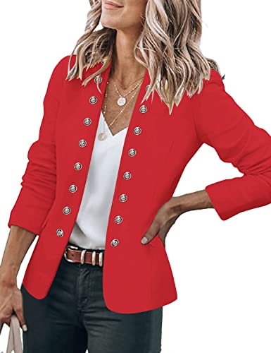 Roskiky Blazer Mujer Elegante Traje Mujer Elegante Pieces Blazer Mujer Mujer Mujer Traje Deportivo Negocio Mujer Rojo XL