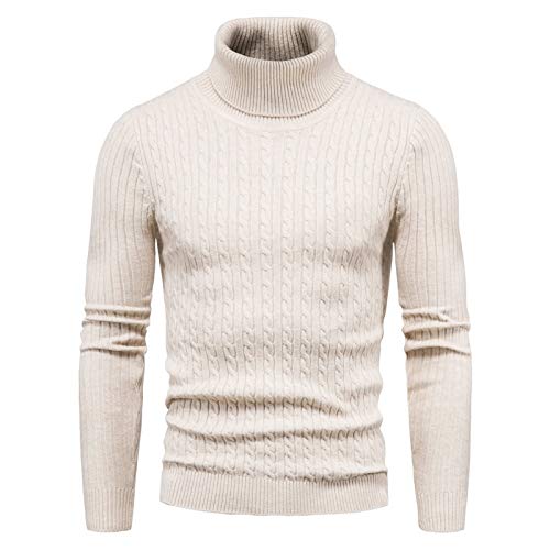 CELANDA Jersey de Punto para Hombre Cálido Delgado Cuello Alto Sweater Pullover Manga Larga Suéter Suave Transpirable Otoño Invierno